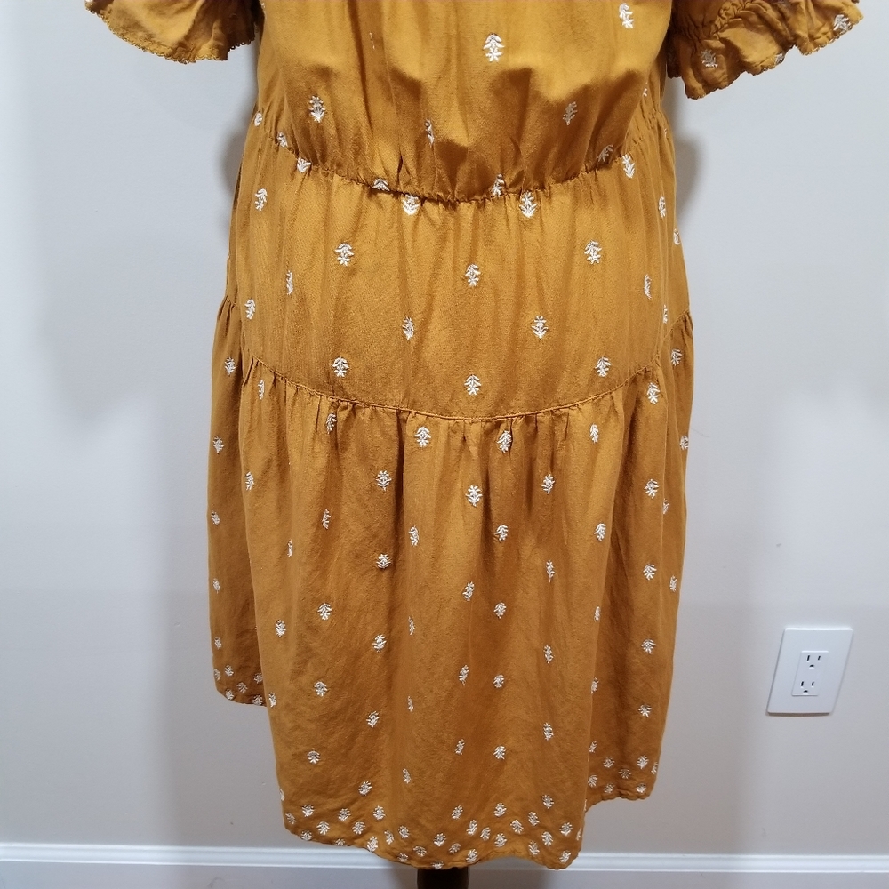 OLD NAVY Boho Off Shoulder Dress Color Ocher SIZE L TALL. - Picture 12 of 17